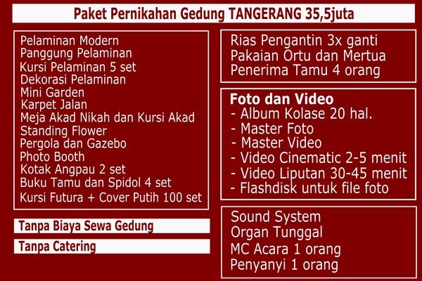 paket pernikahan gedung tangerang